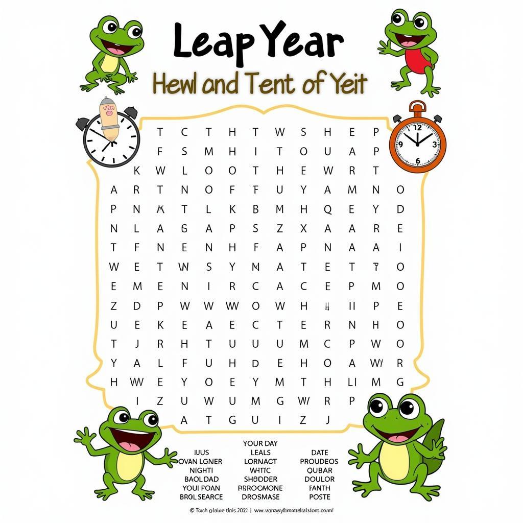 Leap Year Word Search Puzzle for Kids