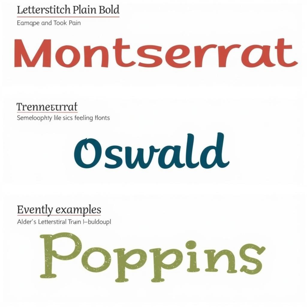 Examples of Alternative Fonts to Letterstitch Plain Bold