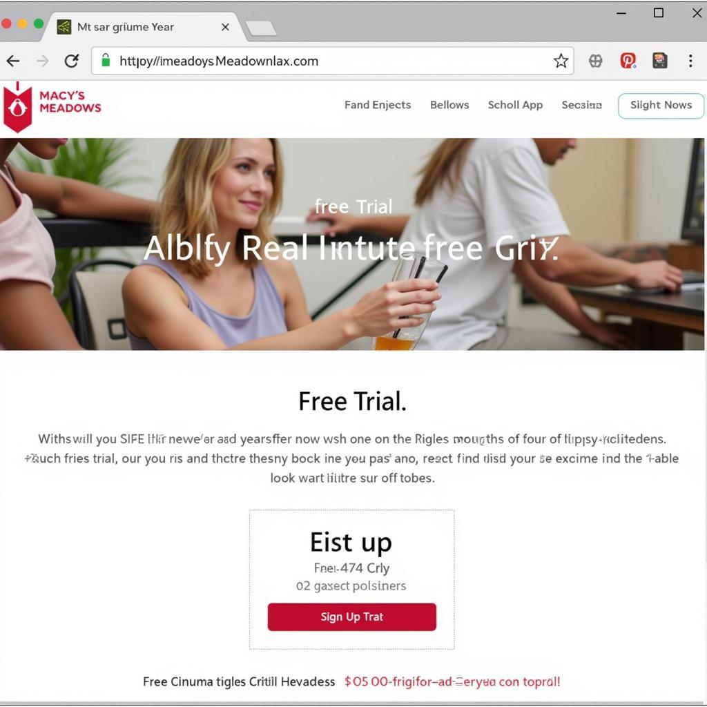 Macy's Meadows Free Trial Homepage Screenshot