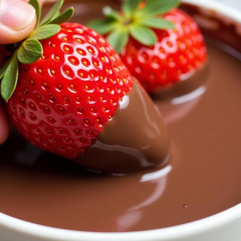 Dipping Strawberries in Melted Sugar-Free Chocolate