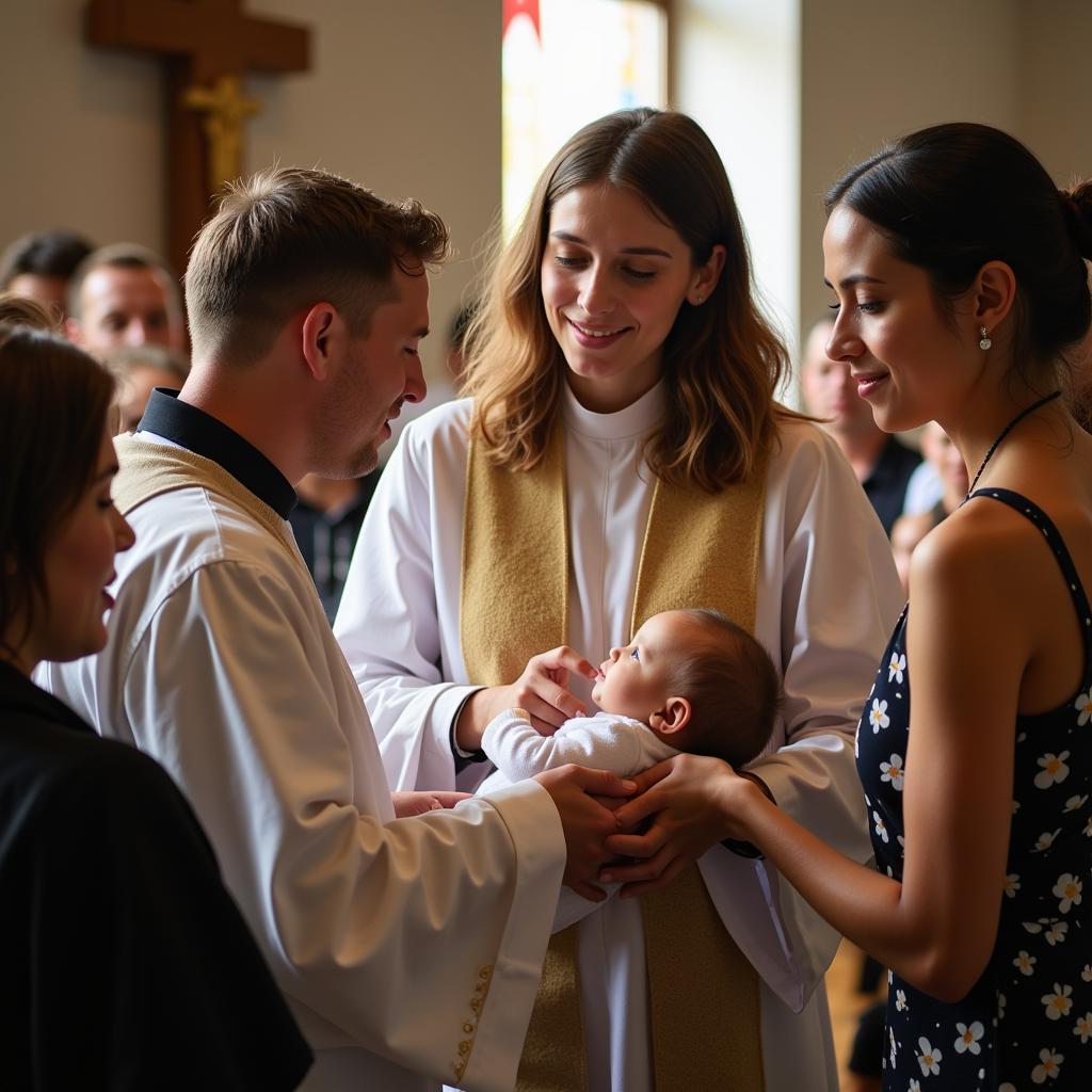 Minister Performing a Baptism