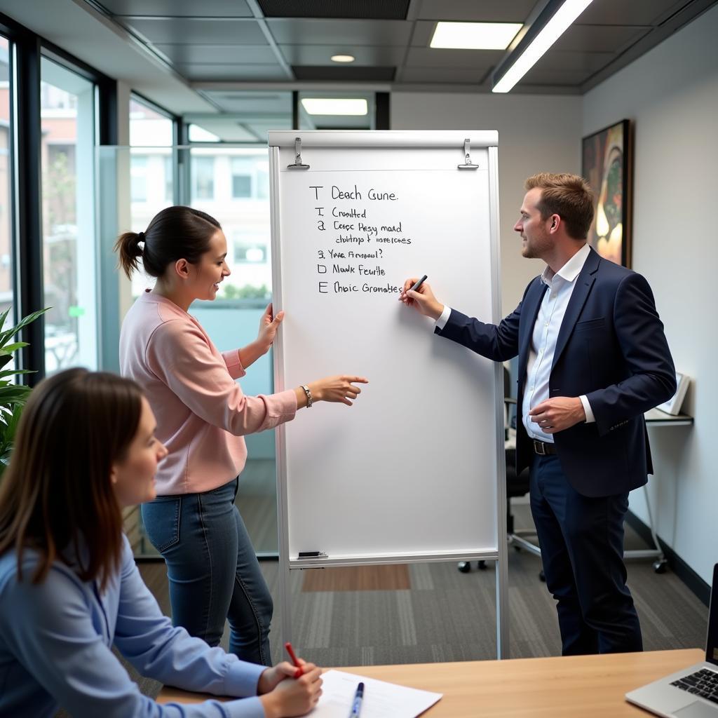 Mobile Free Standing Dry Erase Board in Office