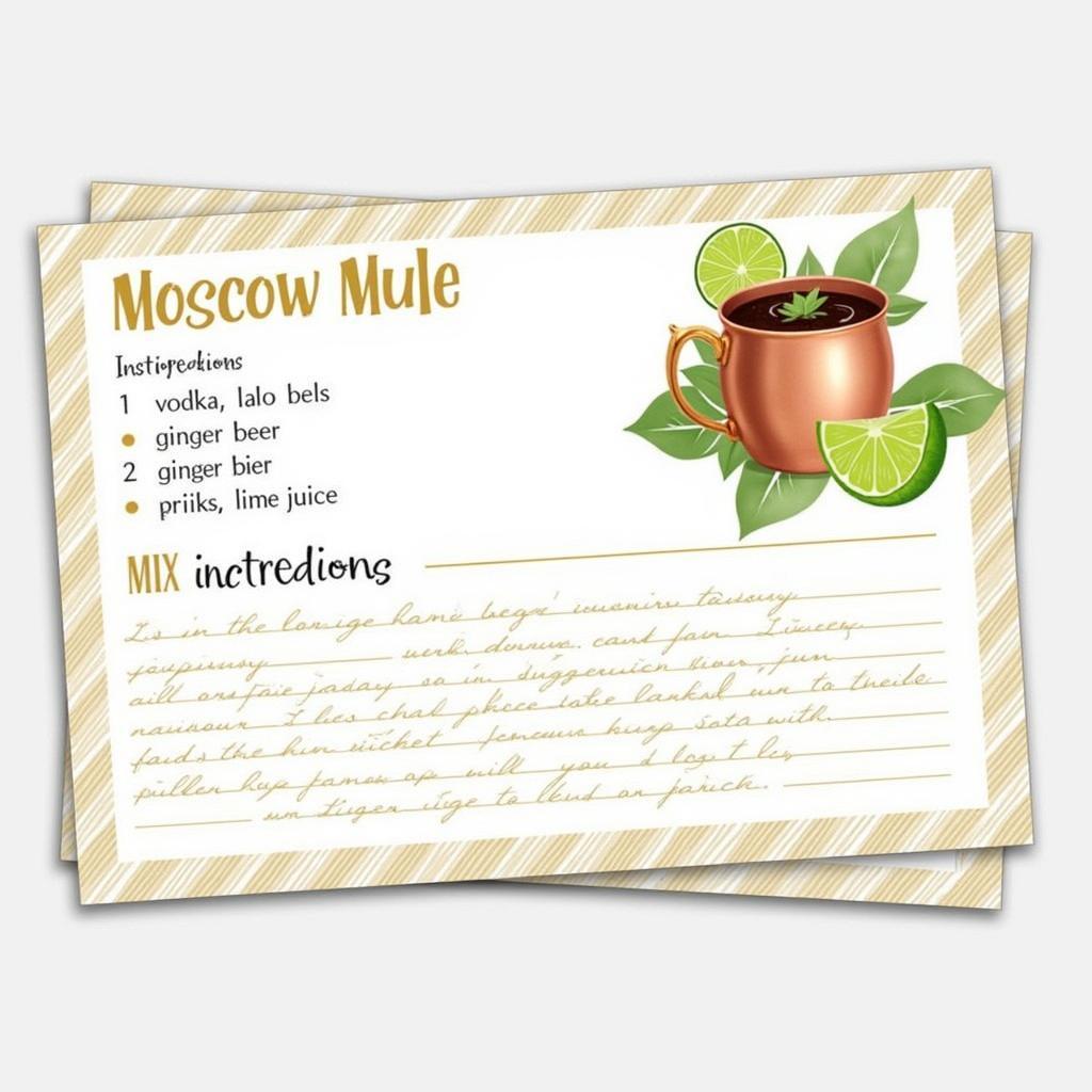 Printable Moscow Mule Recipe Card with Ingredients and Instructions