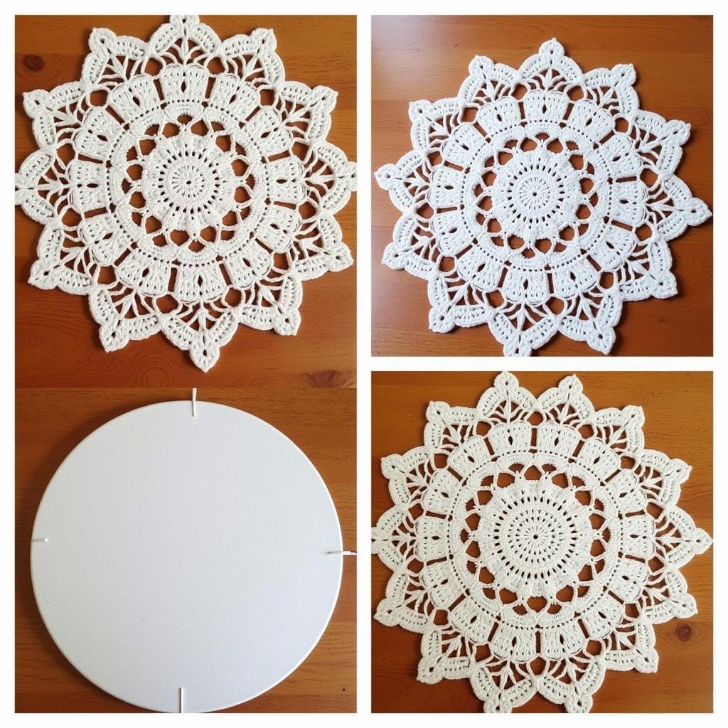 Oblong Crochet Doily Blocking Technique