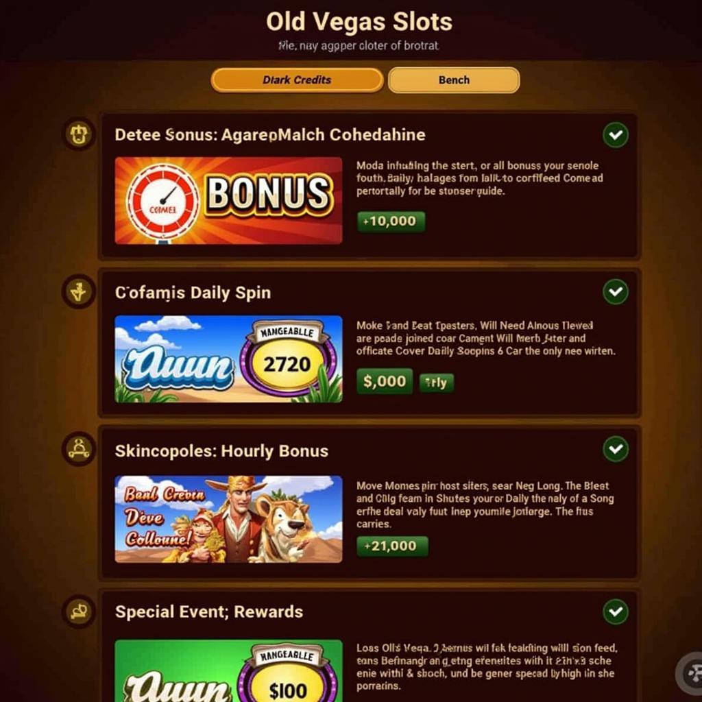 Old Vegas Slots Daily Bonus Collector Interface