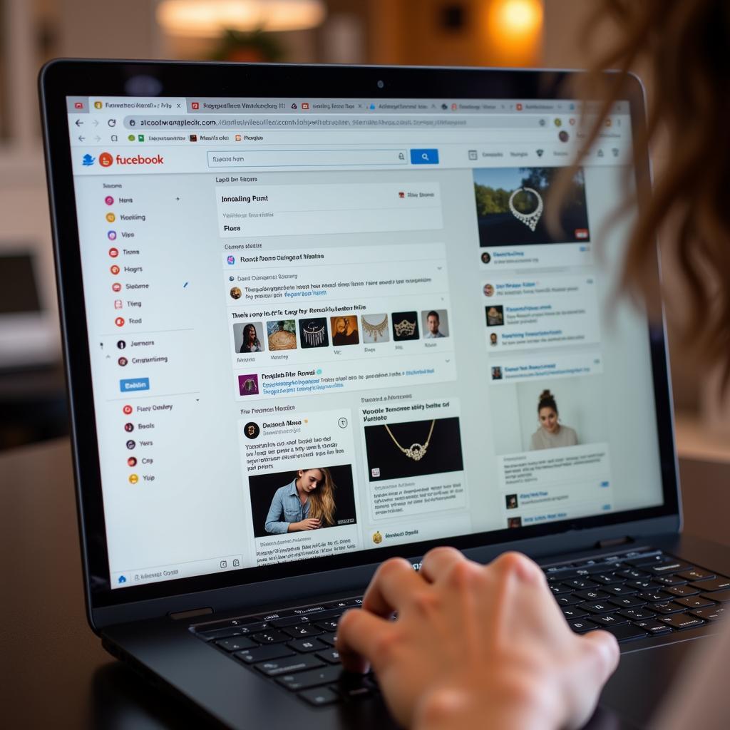 Person searching for free necklaces on a laptop