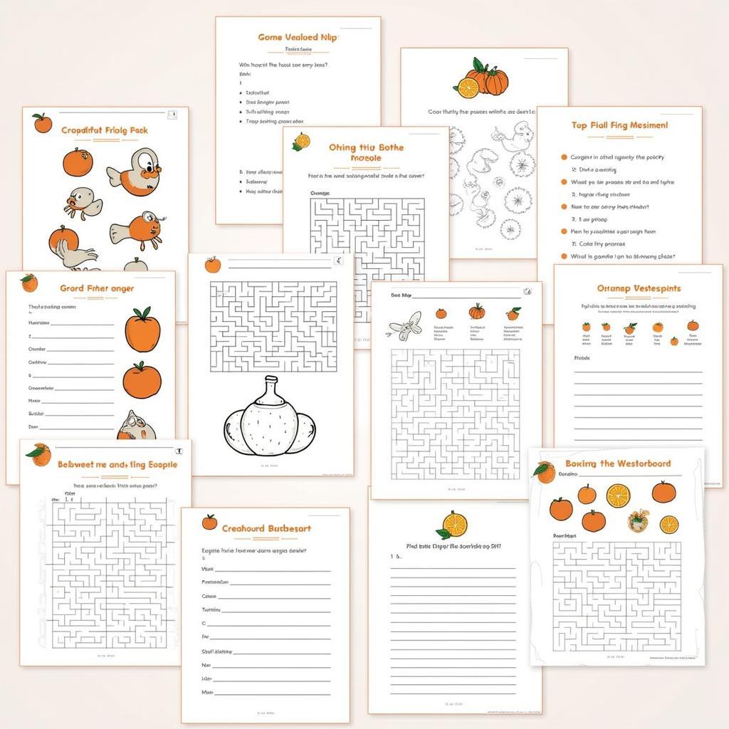 Free Printable Orange-Themed Activity Sheets for Kids