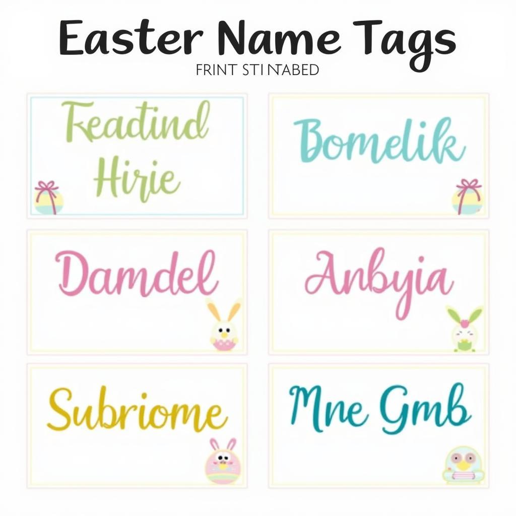 Personalized Easter Name Tags with Different Fonts and Colors