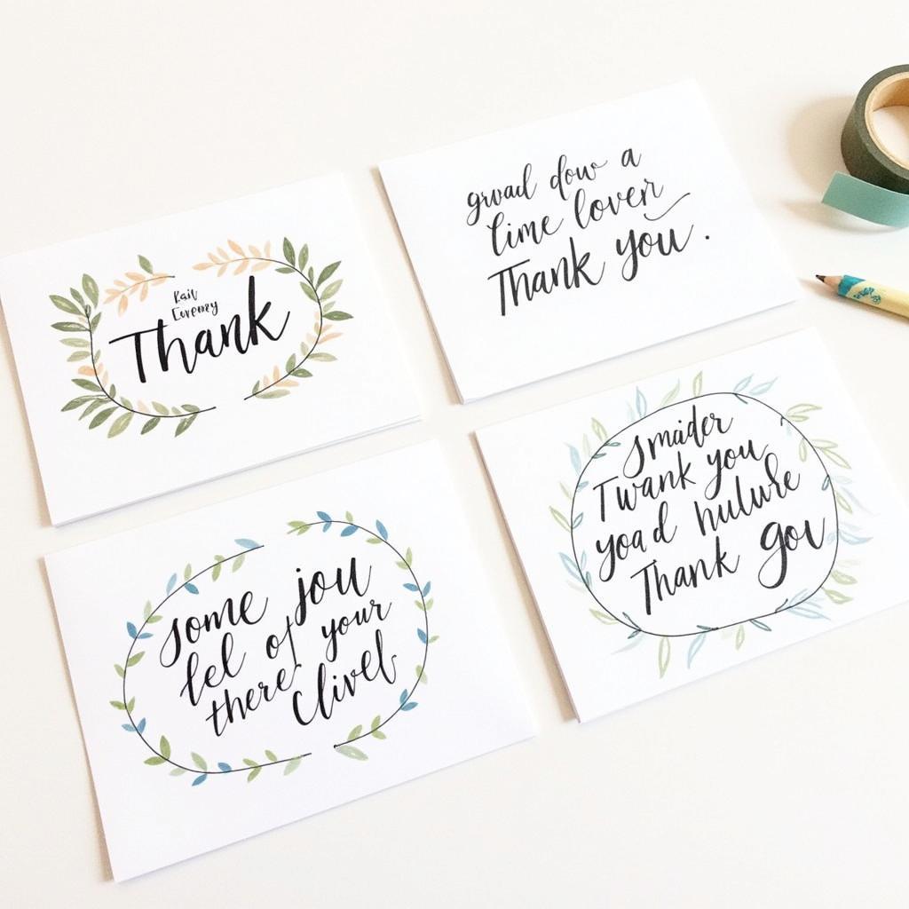 Personalized thank you notes with handwritten messages.