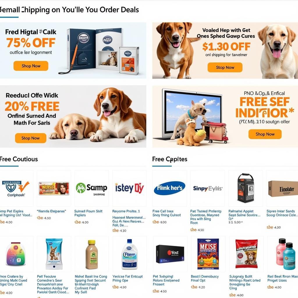 Pet products free shipping offers on various online pet stores.