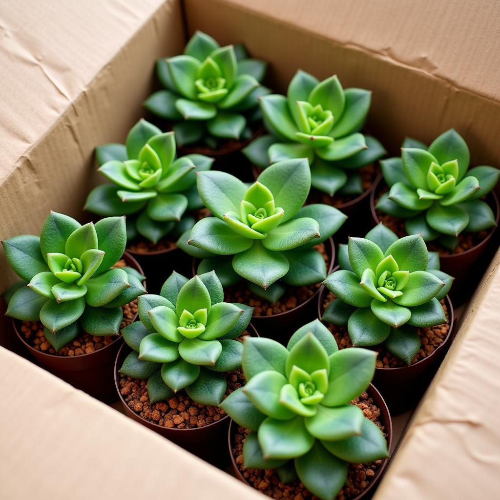 Plants Packaged for Shipping - Secure and protected plants in a box