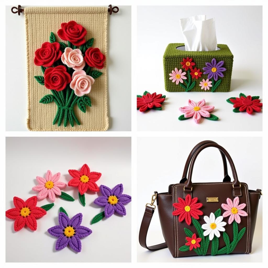 Examples of Finished Plastic Canvas Flower Projects