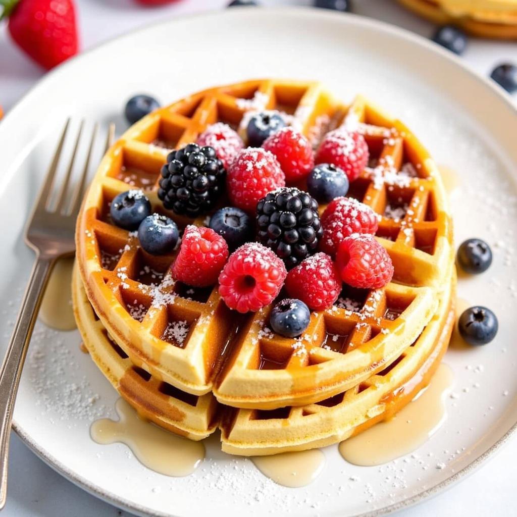 Plate of Gluten-Free Waffles with Toppings