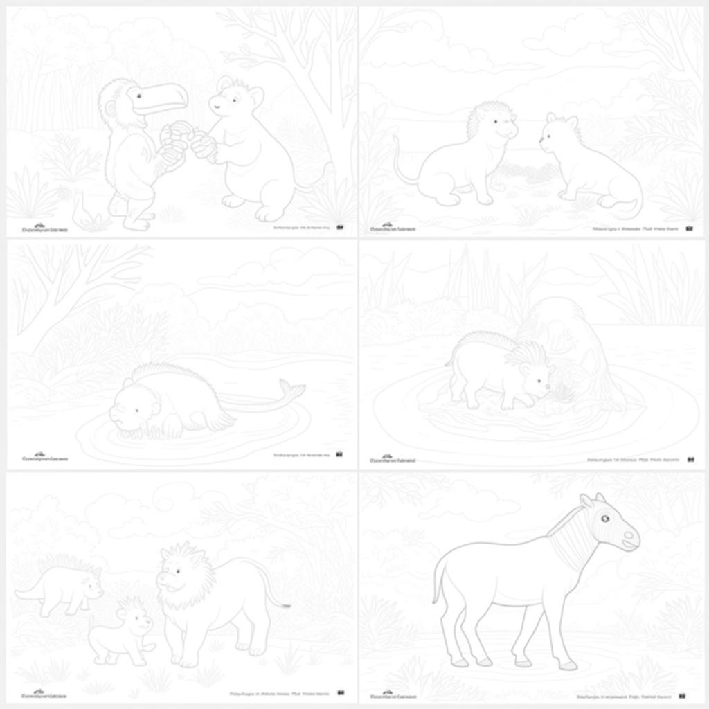 Free printable kindness coloring pages featuring animals showing kindness to each other