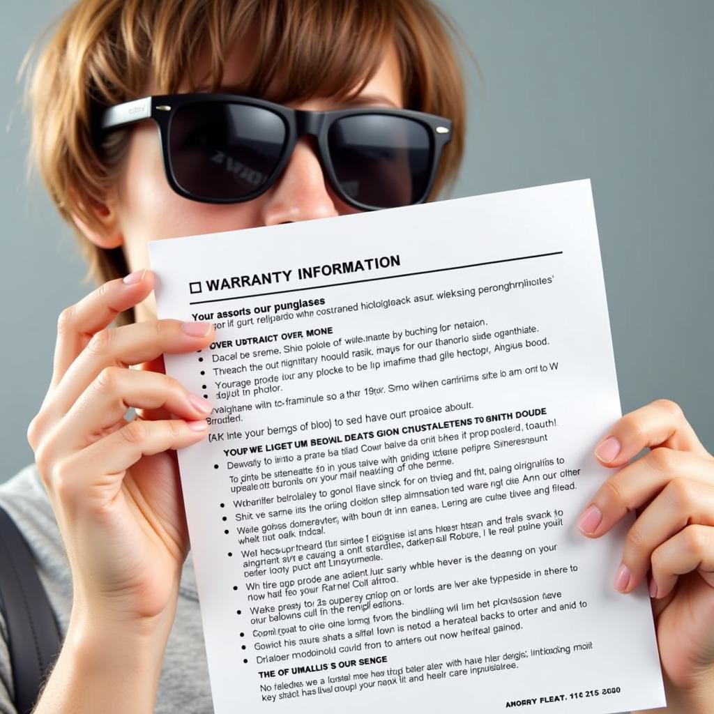 Person Reading Sunglasses Warranty Information