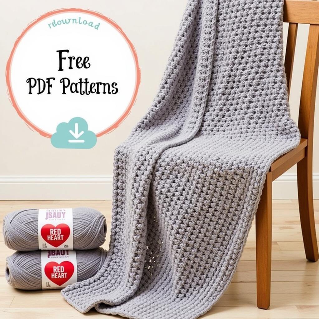 Cozy Red Heart Crochet Blanket Free PDF Pattern