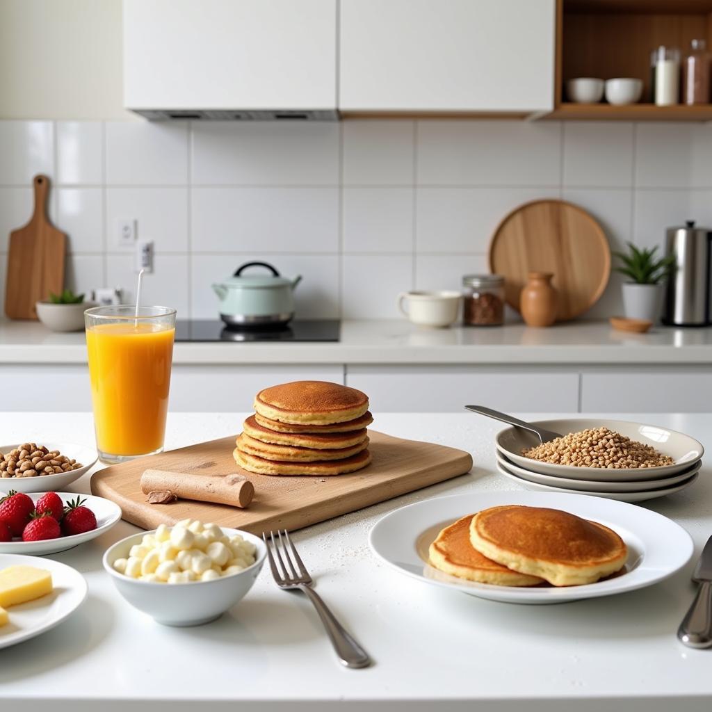 Preparing nut-free pancakes in a clean and dedicated space.