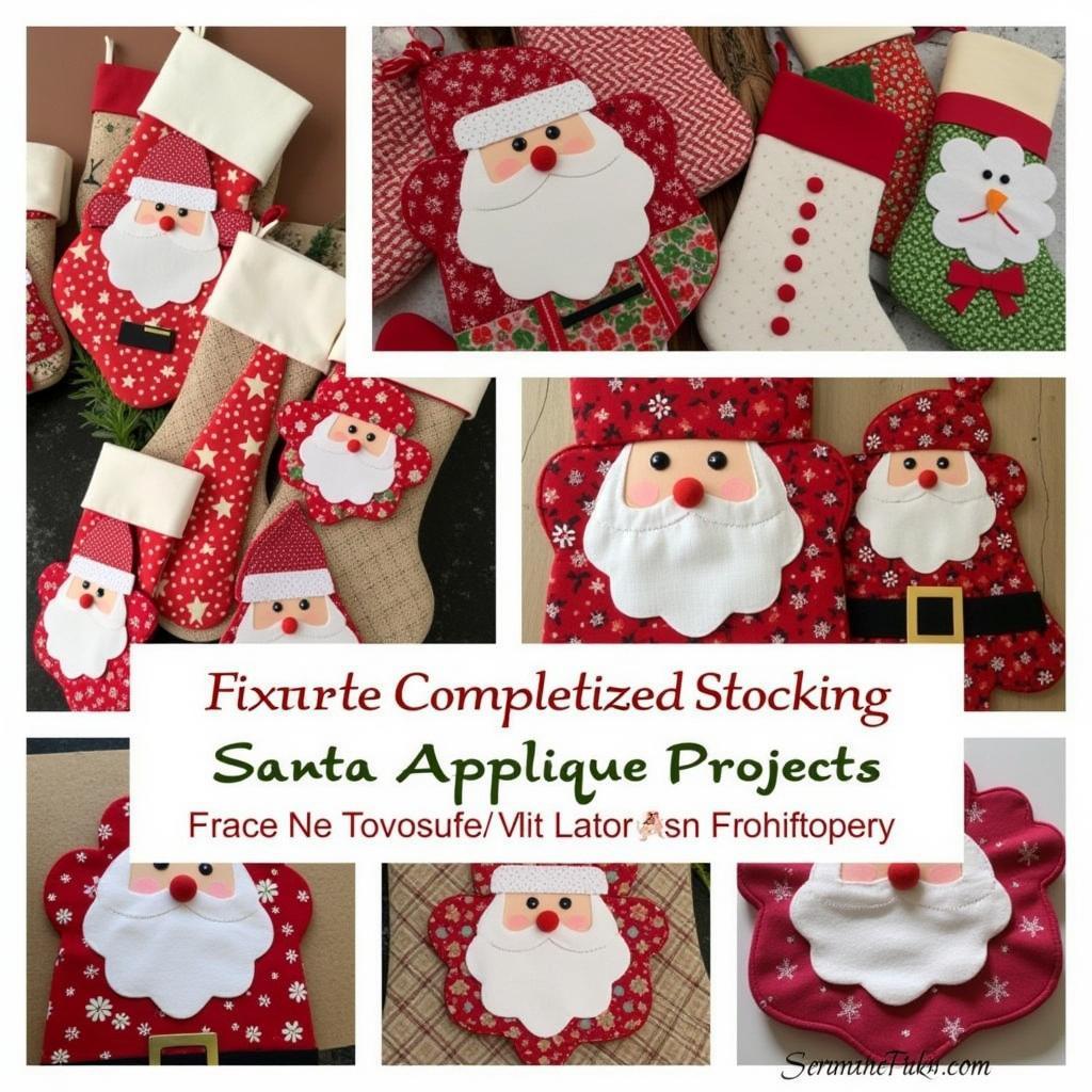 Santa Applique Christmas Stocking Decorations