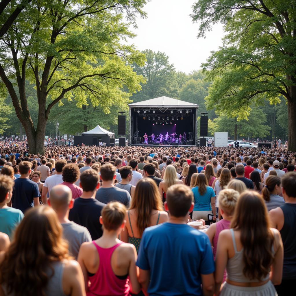 People enjoying a free concert at Sims Park in the summer of 2024