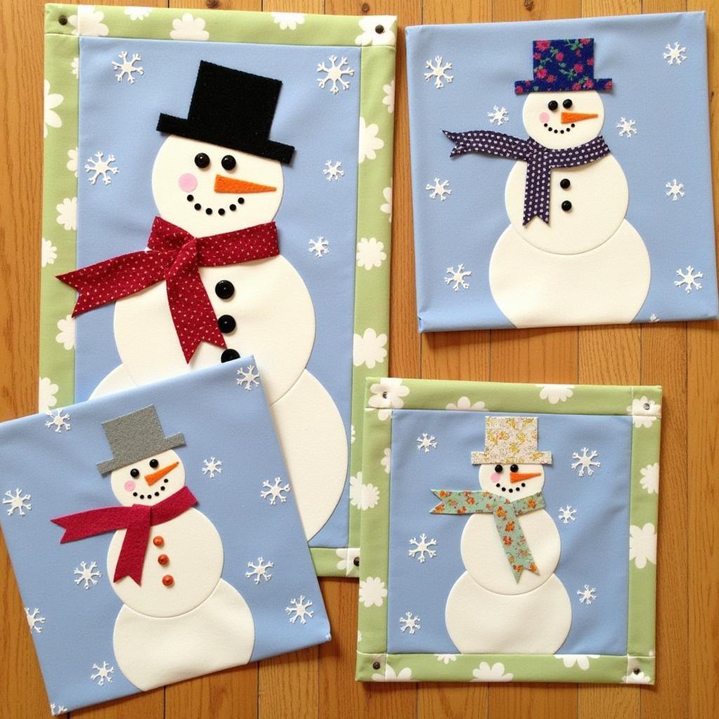 Embellishing Snowman Quilt Blocks