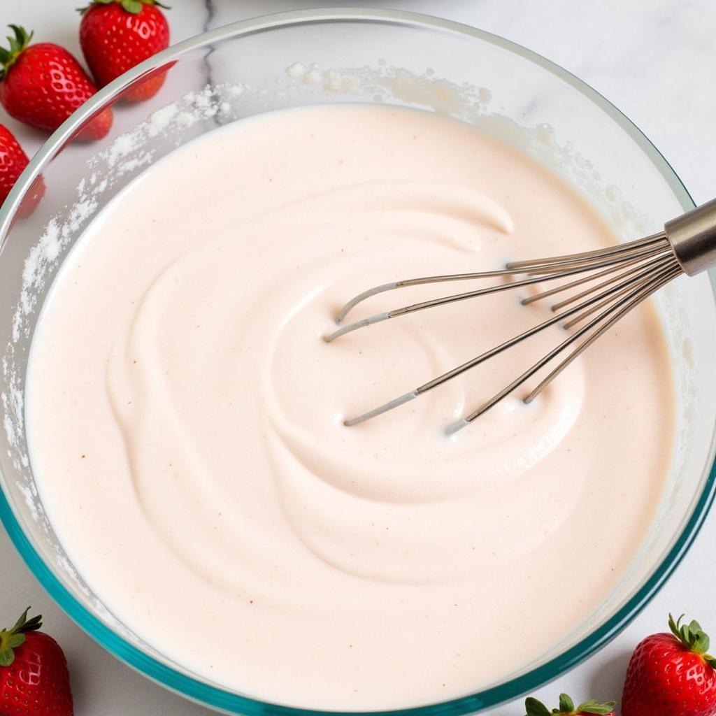 Mixing strawberry sugar free cake mix in a bowl