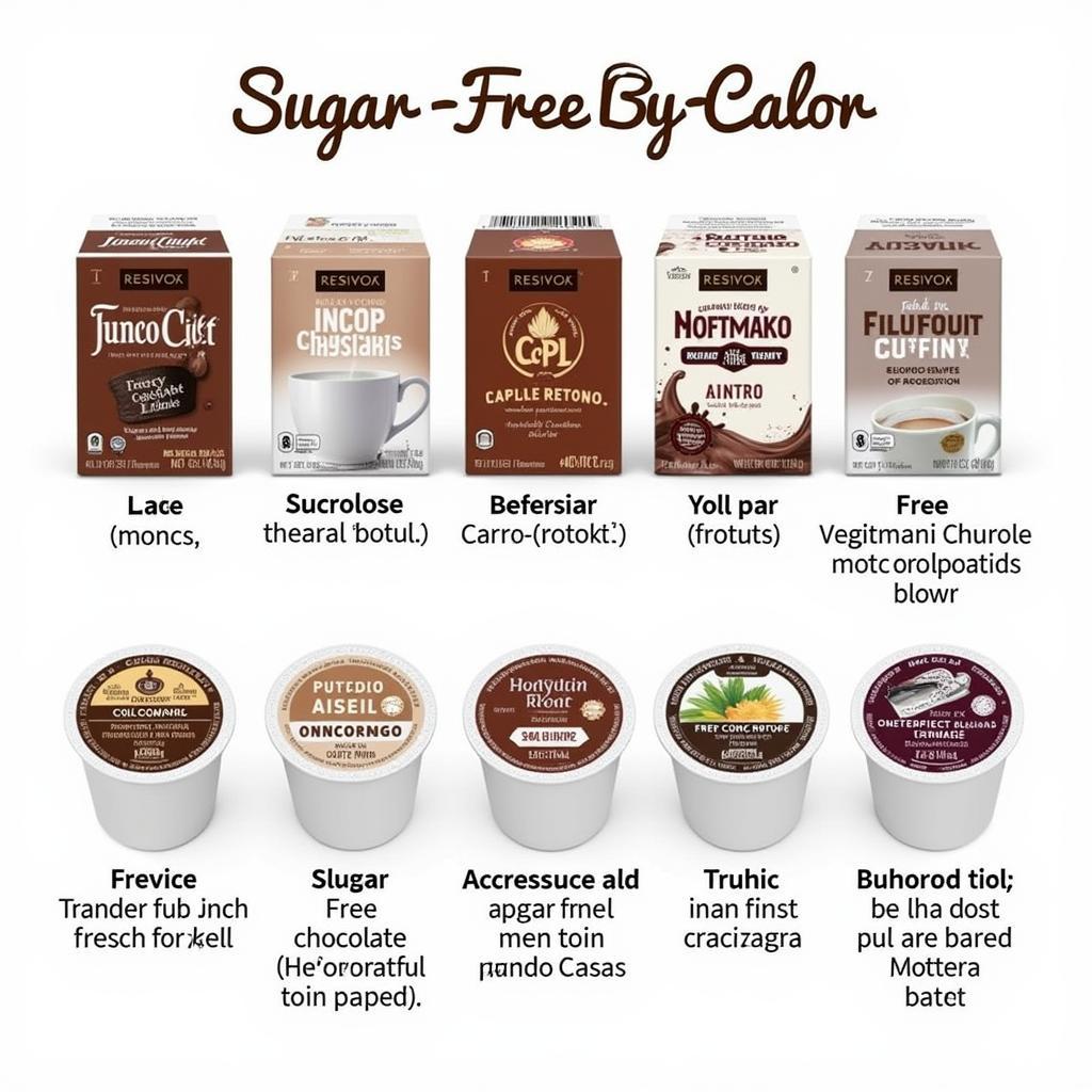 Various sugar-free k-cup hot chocolate options displayed.