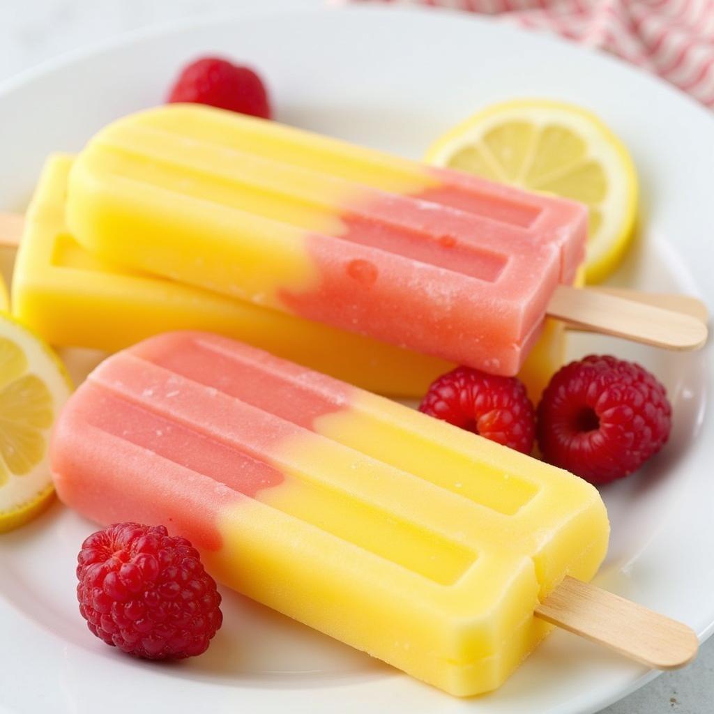 Homemade sugar-free lemonade popsicles.