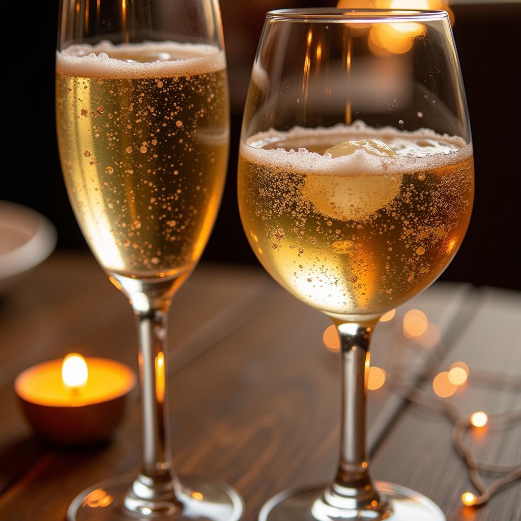 Sugar-free sparkling wine poured into elegant glasses, ready for a toast.