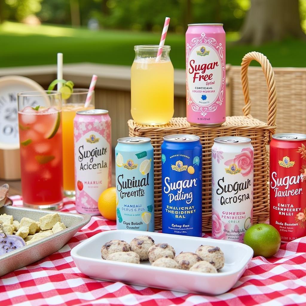 A variety of sugar free vodka drinks in cans displayed on a shelf