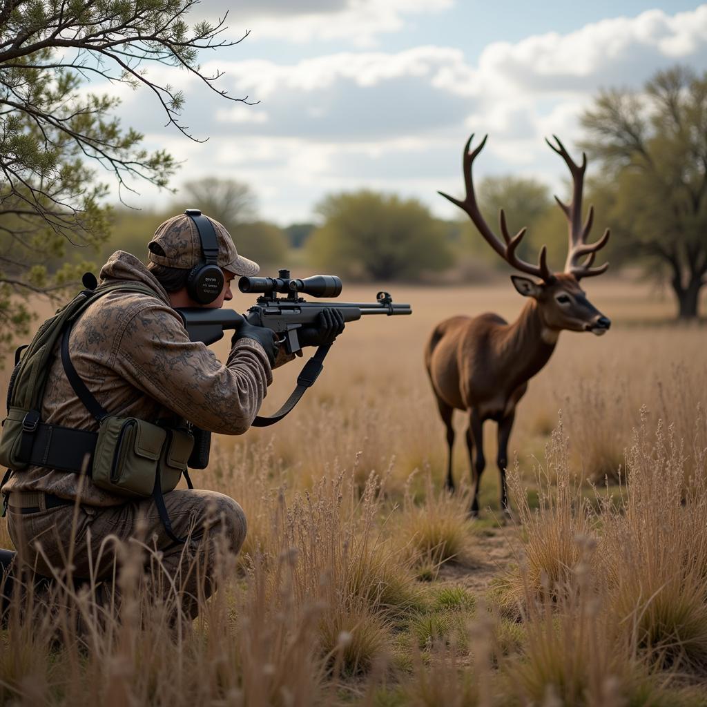 Texas Free Range Axis Deer Hunter in Action