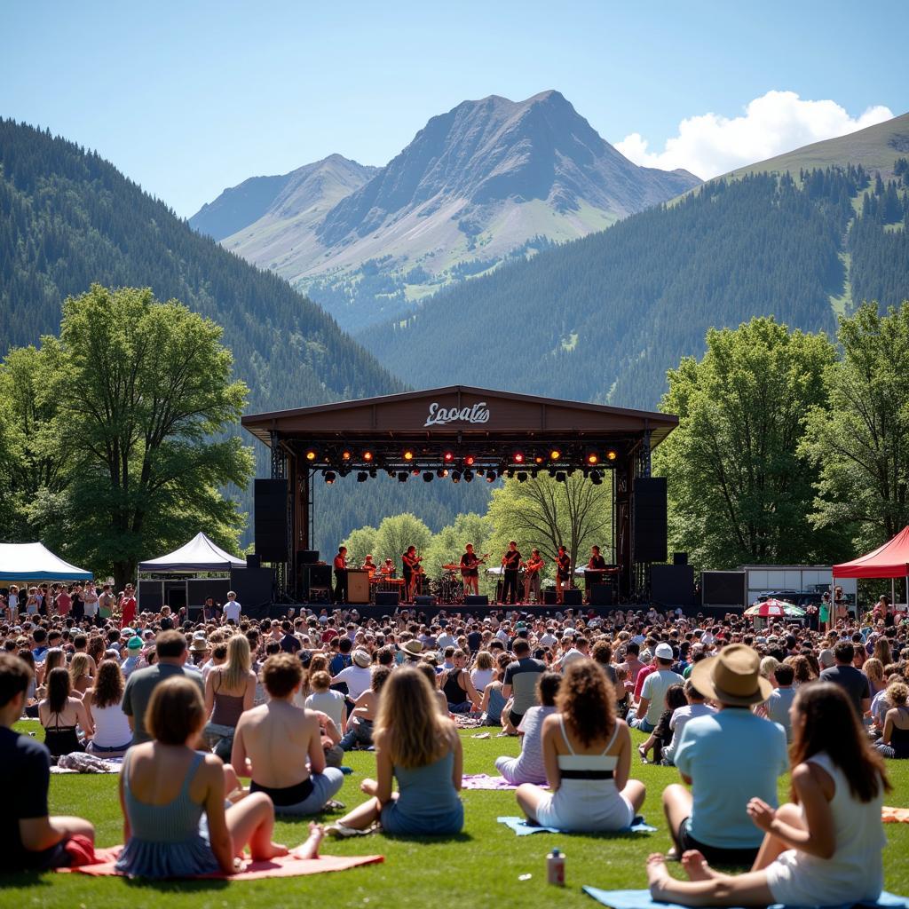 Free summer concerts in Vail, Colorado, featuring live music performances against a mountain backdrop.