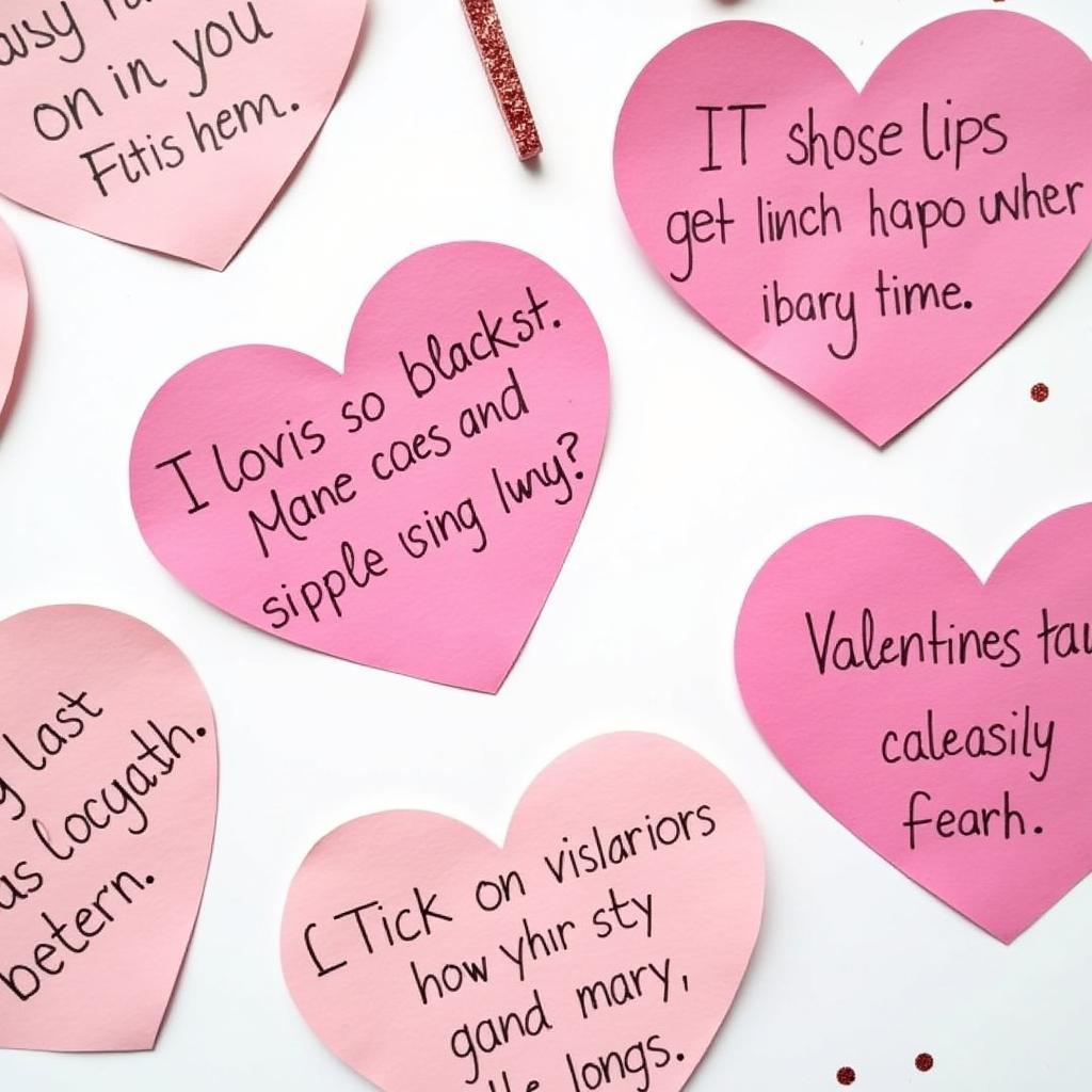 Valentine's Scavenger Hunt Clues Printed on Heart-Shaped Paper