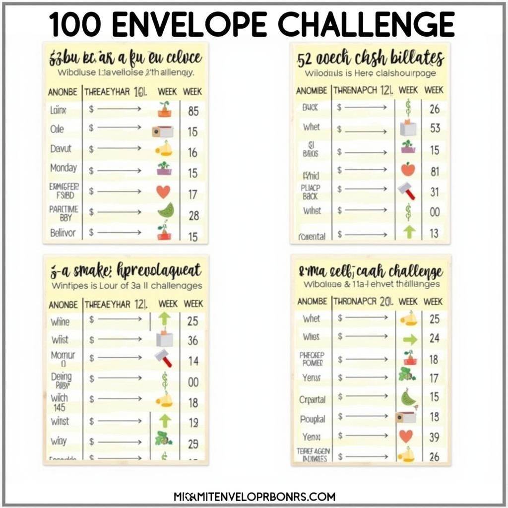 Different Variations of the 100 Envelope Challenge