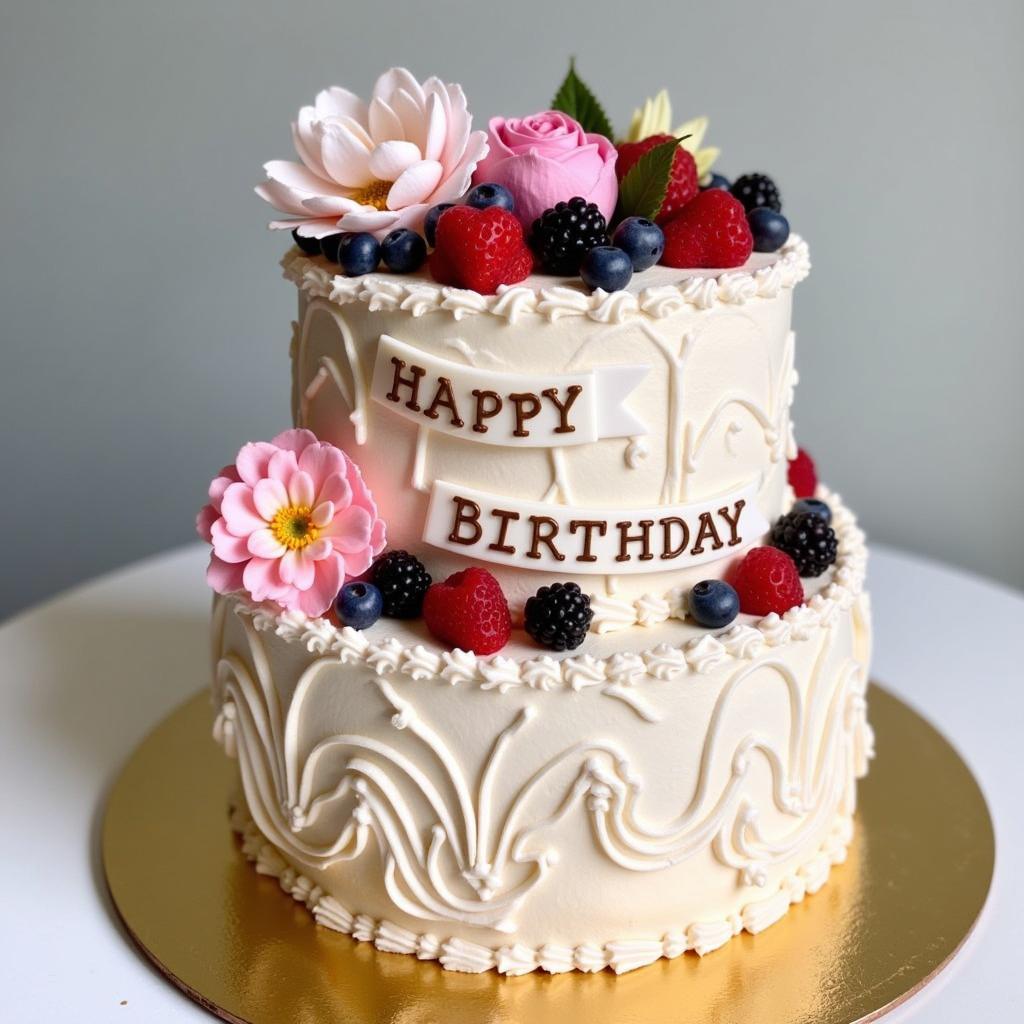 A beautifully decorated vegan and gluten-free birthday cake.