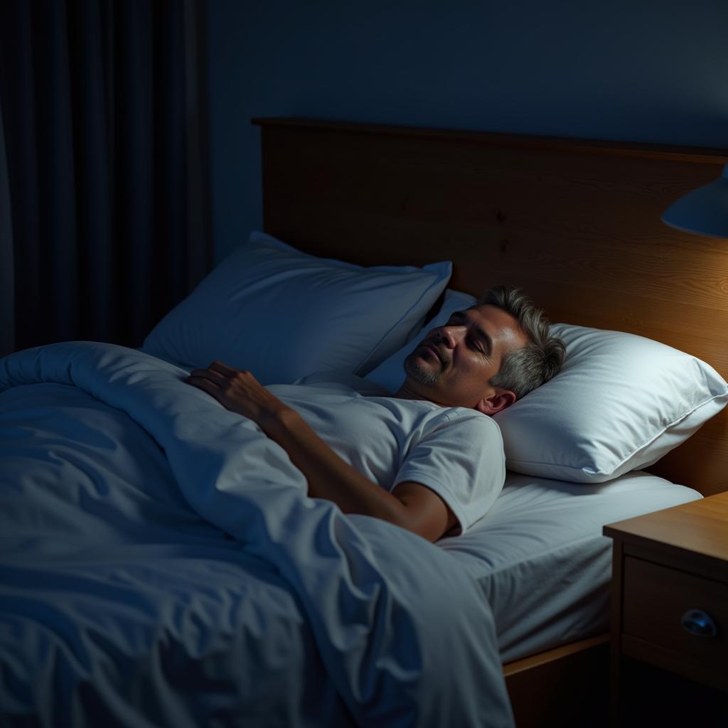 Veteran sleeping soundly in a comfortable bed