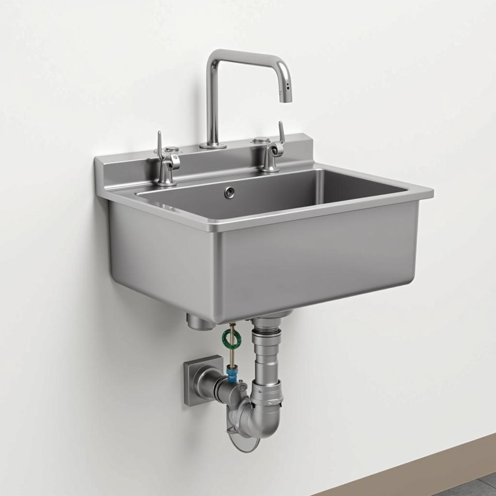 Wall-mounted hands-free sink with knee operation