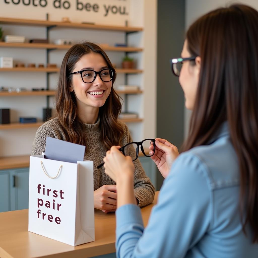 Woman Receiving Her First Pair Free Eyeglasses