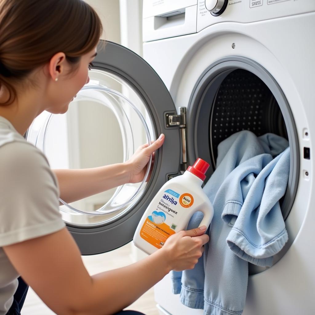 Woman Doing Laundry with Fragrance-Free Detergent